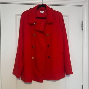 Crown & Ivy Vibrant Red Pea Coat